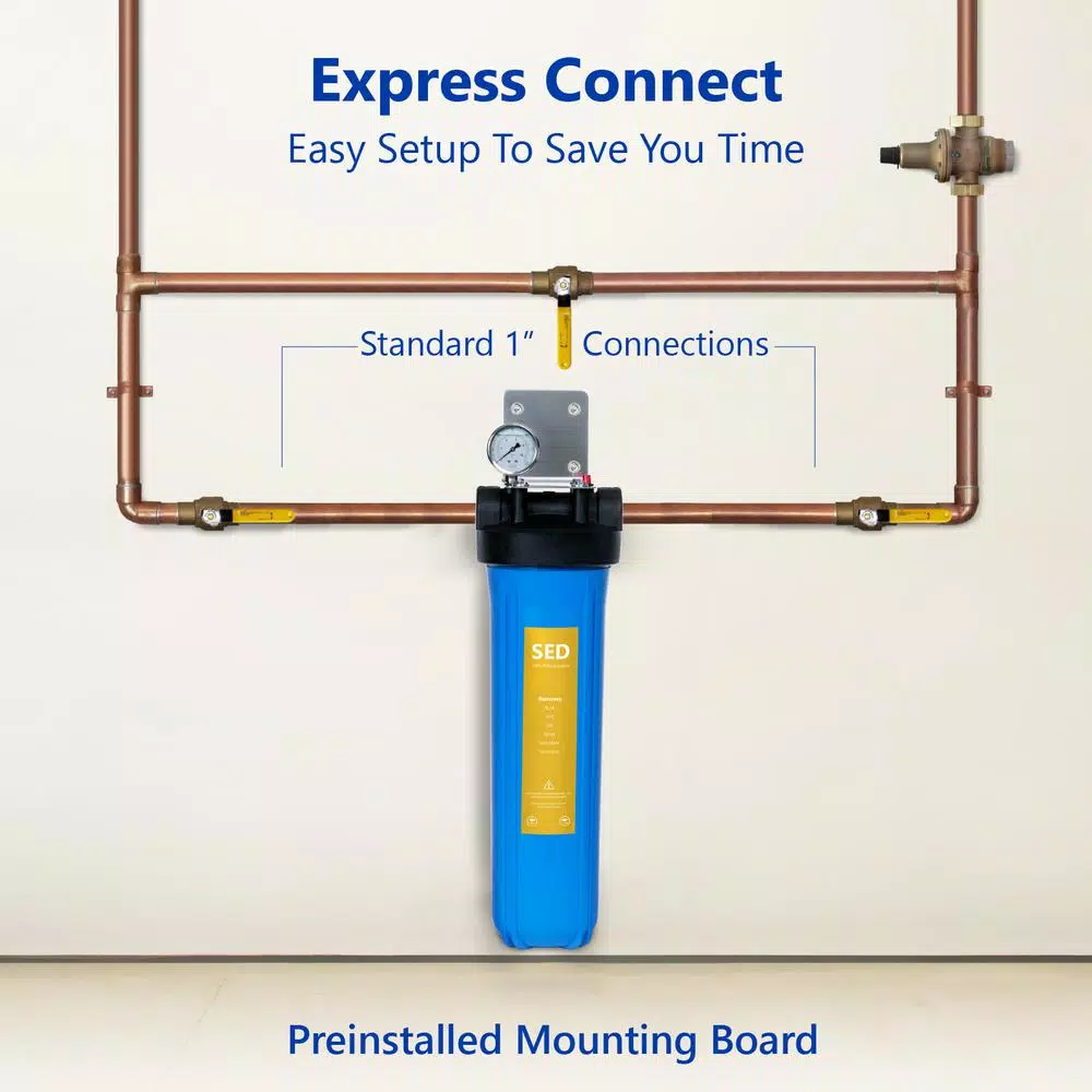 Water Filtration Systems Express Water 1-Stage Whole House Water Filtration System – Sediment Filter – Includes Pressure Gauge, Easy Release, 1 In. Connections 6 Water Filtration Systems Express Water 1-Stage Whole House Water Filtration System – Sediment Filter – Includes Pressure Gauge, Easy Release, 1 In. Connections - Image 4