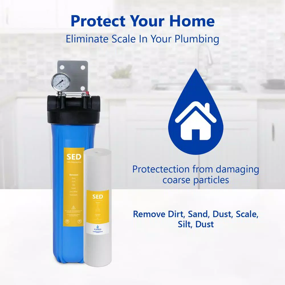 Water Filtration Systems Express Water 1-Stage Whole House Water Filtration System – Sediment Filter – Includes Pressure Gauge, Easy Release, 1 In. Connections 4 Water Filtration Systems Express Water 1-Stage Whole House Water Filtration System – Sediment Filter – Includes Pressure Gauge, Easy Release, 1 In. Connections - Image 2