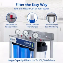 Water Filtration Systems Express Water Express Water 3 Stage Whole House Water Filtration System – SED, Charcoal, Carbon – Includes Pressure Gauges And More -Brita shop white express water whole house water filters wh300scgs 40 1000