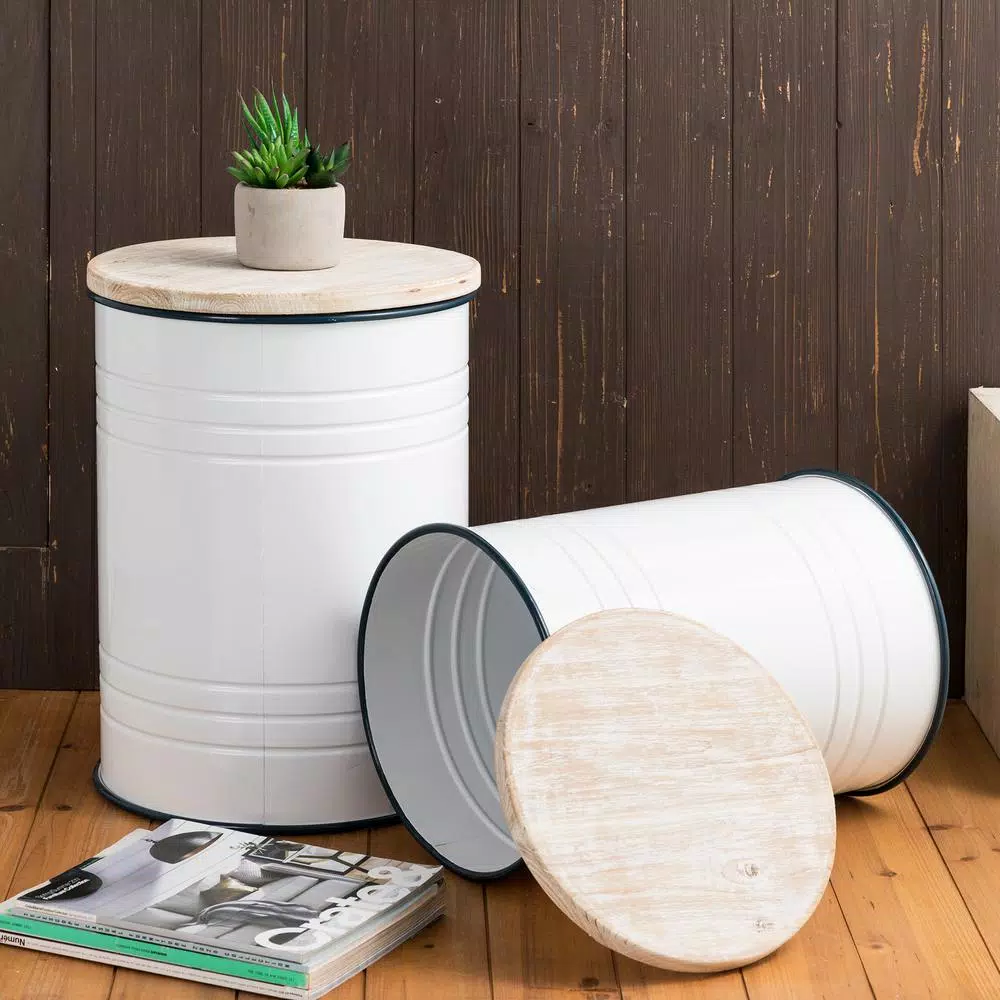 Storage Baskets Glitzhome Farmhouse Enamel Metal Container (Set Of 2) 4 Storage Baskets Glitzhome Farmhouse Enamel Metal Container (Set Of 2) - Image 2