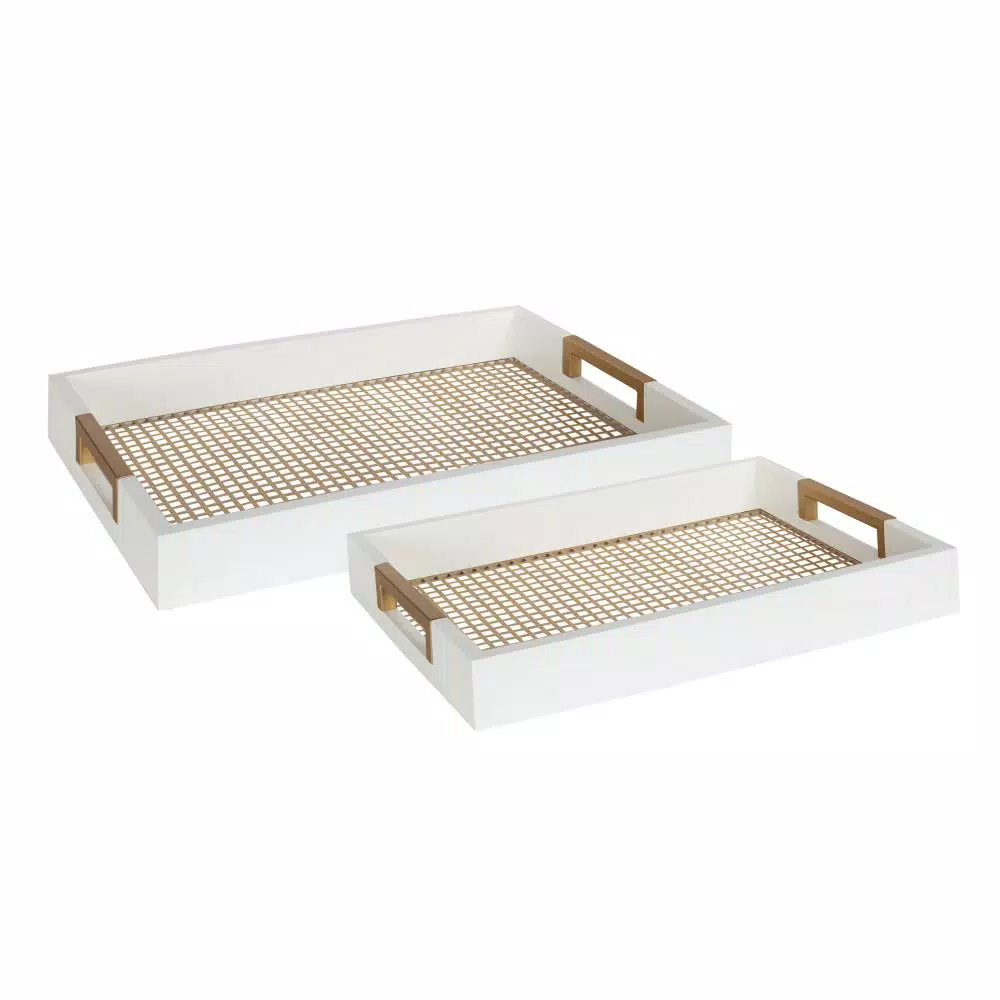 Decorative Trays Kate And Laurel Hanneli White/Gold Decorative Tray(Set Of 2) 4 Decorative Trays Kate And Laurel Hanneli White/Gold Decorative Tray(Set Of 2) - Image 2