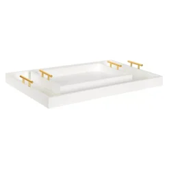 Decorative Trays Kate And Laurel Lipton 18 In. X 3 In. X 28 In. White/Gold Decorative Tray -Brita shop white gold kate and laurel decorative trays 216107 44 1000