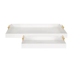 Decorative Trays Kate And Laurel Lipton 18 In. X 3 In. X 28 In. White/Gold Decorative Tray -Brita shop white gold kate and laurel decorative trays 216107 4f 1000