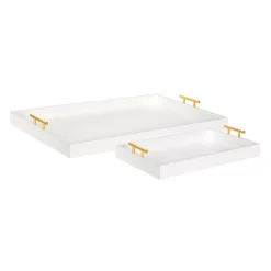 Decorative Trays Kate And Laurel Lipton 18 In. X 3 In. X 28 In. White/Gold Decorative Tray