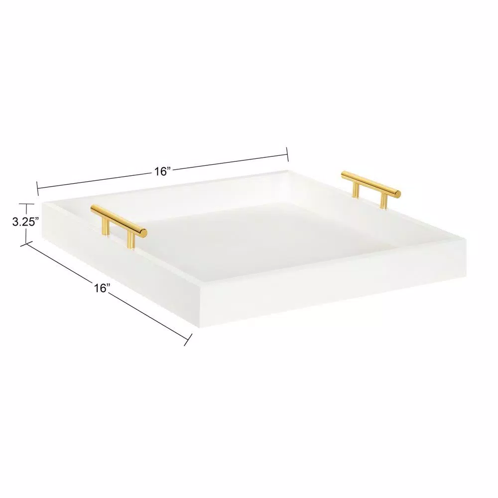 Decorative Trays Kate And Laurel Lipton 16 In. X 16 In. X 3 In. White/Gold Decorative Wall Shelf 6 Decorative Trays Kate And Laurel Lipton 16 In. X 16 In. X 3 In. White/Gold Decorative Wall Shelf - Image 4