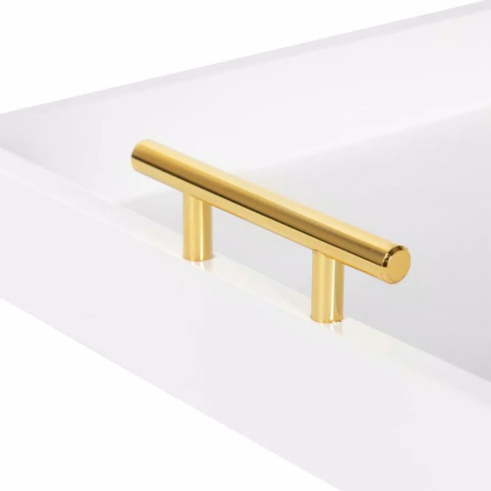 Decorative Trays Kate And Laurel Lipton 16 In. X 16 In. X 3 In. White/Gold Decorative Wall Shelf 5 Decorative Trays Kate And Laurel Lipton 16 In. X 16 In. X 3 In. White/Gold Decorative Wall Shelf - Image 3