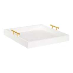 Decorative Trays Kate And Laurel Lipton 16 In. X 16 In. X 3 In. White/Gold Decorative Wall Shelf