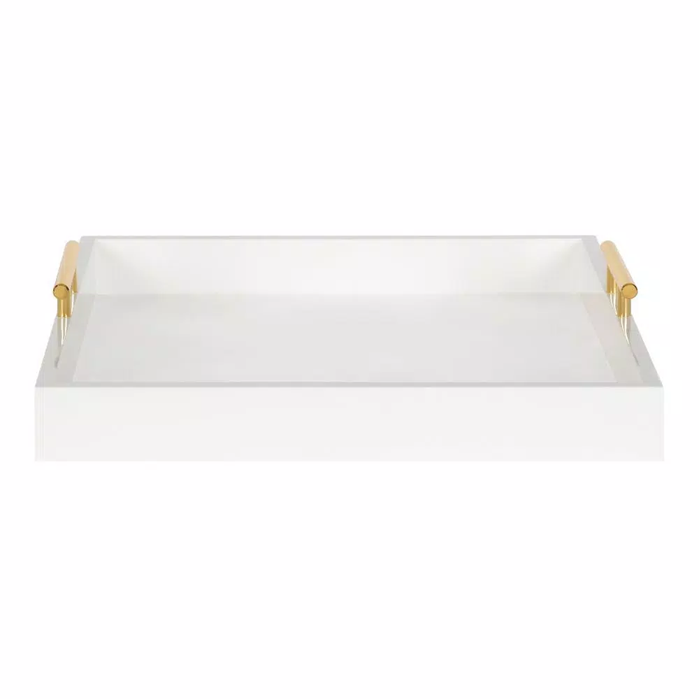 Decorative Trays Kate And Laurel Lipton 16 In. X 16 In. X 3 In. White/Gold Decorative Wall Shelf 4 Decorative Trays Kate And Laurel Lipton 16 In. X 16 In. X 3 In. White/Gold Decorative Wall Shelf - Image 2