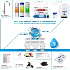 Water Filtration Systems ISPRING 7-Stage Under-Sink Reverse Osmosis RO Drinking Water Filtration System With Alkaline Filter And UV Filter, NSF Certified 15 Water Filtration Systems ISPRING 7-Stage Under-Sink Reverse Osmosis RO Drinking Water Filtration System With Alkaline Filter And UV Filter, NSF Certified -Brita shop white ispring reverse osmosis systems rcc7ak uv 44 1000