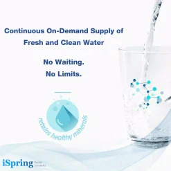 Water Filtration Systems ISPRING Tankless Reverse Osmosis Water Filtration System, Smart Faucet, 2:1 Pure To Drain Ratio, 500 GPD -Brita shop white ispring reverse osmosis systems ro500 1d 1000