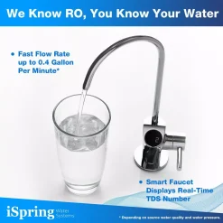 Water Filtration Systems ISPRING Tankless Reverse Osmosis Water Filtration System, Smart Faucet, 2:1 Pure To Drain Ratio, 500 GPD -Brita shop white ispring reverse osmosis systems ro500 44 1000