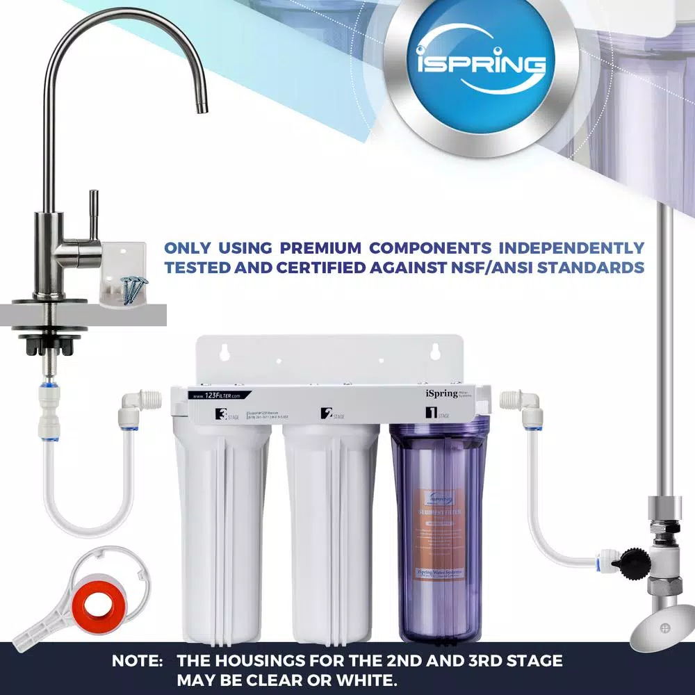 Water Filtration Systems ISPRING 3-Stage Under Sink High Capacity Tankless Drinking Water Filtration System-Includes Sediment 2x Cto Carbon Block Filters 4 Water Filtration Systems ISPRING 3-Stage Under Sink High Capacity Tankless Drinking Water Filtration System-Includes Sediment 2x Cto Carbon Block Filters - Image 2