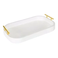 Decorative Trays Kate And Laurel Lipton 18 In. X 3 In. X 10 In. White Decorative Rectangle Tray -Brita shop white kate and laurel decorative trays 217674 1f 1000