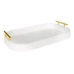 Decorative Trays Kate And Laurel Lipton 18 In. X 3 In. X 10 In. White Decorative Rectangle Tray -Brita shop white kate and laurel decorative trays 217674 31 1000