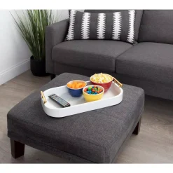 Decorative Trays Kate And Laurel Lipton 18 In. X 3 In. X 10 In. White Decorative Rectangle Tray