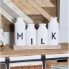 Decorative Trays LITTON LANE Brown Decorative Tray With 4-Distressed White Milk Bottles -Brita shop white litton lane decorative trays 59486 64 1000
