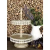 Decorative Trays LITTON LANE 24 In. 2-Tiered Round Whitewashed And Rust Brown Iron Tray Stand With Cutout Bunting Overhang -Brita shop white litton lane decorative trays 68765 64 1000