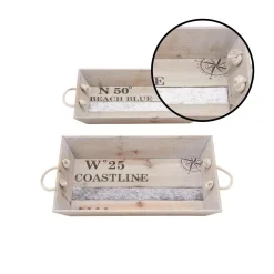 Decorative Trays LITTON LANE Natural Brown And Gray Decorative Rectangular Trays With White Jute Rope Handles (Set Of 2) -Brita shop white litton lane decorative trays 92366 4f 1000