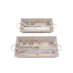 Decorative Trays LITTON LANE Natural Brown And Gray Decorative Rectangular Trays With White Jute Rope Handles (Set Of 2) -Brita shop white litton lane decorative trays 92366 c3 1000