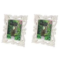 Picture Frames LITTON LANE 8 In. X 10 In. Rectangular Hand-Carved Antique Picture Frame With Whitewash Wood Finish -Brita shop white litton lane picture frames 54631 1f 1000