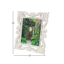 Picture Frames LITTON LANE 8 In. X 10 In. Rectangular Hand-Carved Antique Picture Frame With Whitewash Wood Finish -Brita shop white litton lane picture frames 54631 4f 1000