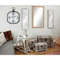 Sculptures LITTON LANE Handmade Vintage Beige And Black Wooden Rocking Horse With Ornamental Red And Yellow Saddle -Brita shop white litton lane sculptures 62811 77 1000