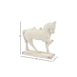 Sculptures LITTON LANE Large Distressed White Horse Sculpture Shelf Decor -Brita shop white litton lane sculptures 91156 1f 1000