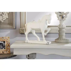 Sculptures LITTON LANE Large Distressed White Horse Sculpture Shelf Decor