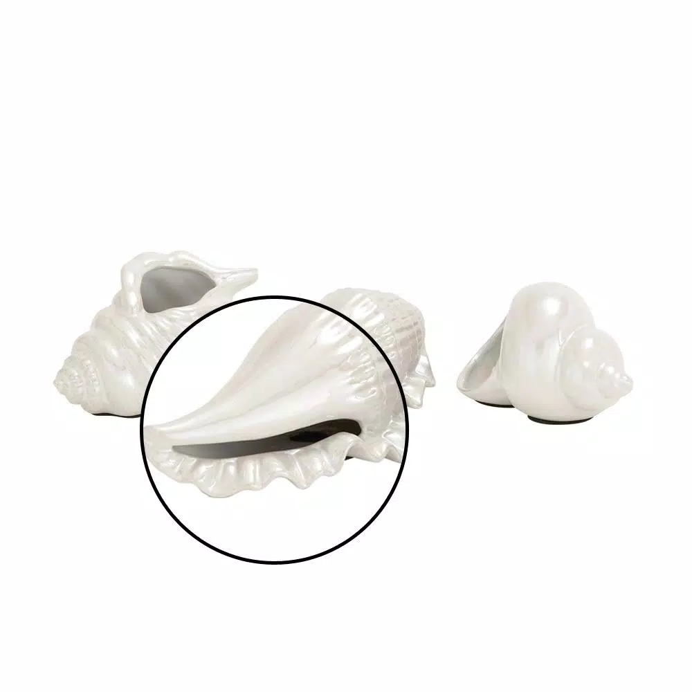 Sculptures LITTON LANE Coastal Living White Ceramic Seashells (Set Of 3) 5 Sculptures LITTON LANE Coastal Living White Ceramic Seashells (Set Of 3) - Image 3