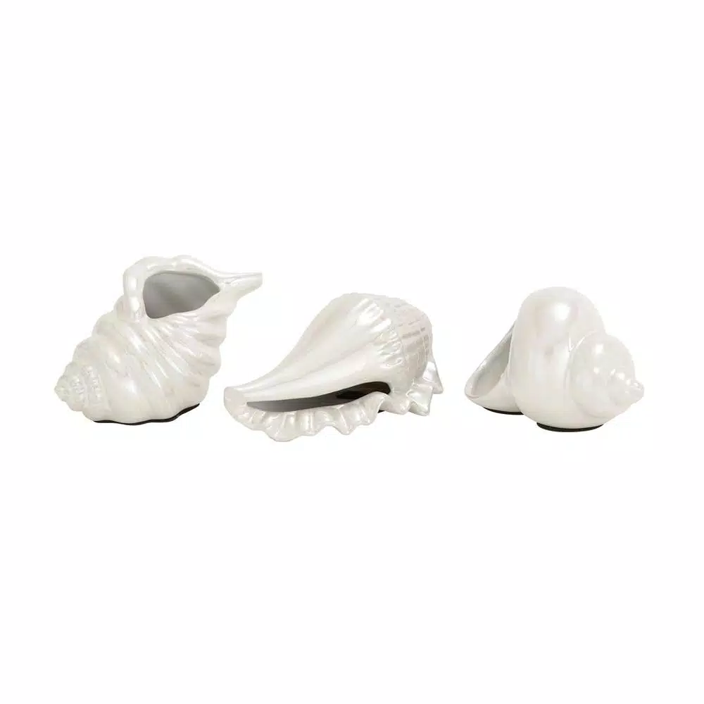 Sculptures LITTON LANE Coastal Living White Ceramic Seashells (Set Of 3) 4 Sculptures LITTON LANE Coastal Living White Ceramic Seashells (Set Of 3) - Image 2
