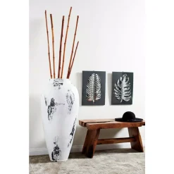 Vases LITTON LANE Black And White Stoneware Floor Decorative Vase With Textured Brushstroke Detail 15 Vases LITTON LANE Black And White Stoneware Floor Decorative Vase With Textured Brushstroke Detail -Brita shop white litton lane vases 62822 31 1000