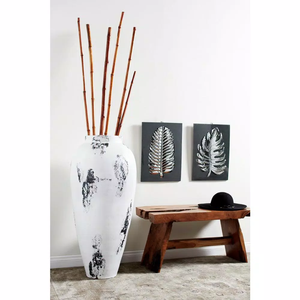 Vases LITTON LANE Black And White Stoneware Floor Decorative Vase With Textured Brushstroke Detail 9 Vases LITTON LANE Black And White Stoneware Floor Decorative Vase With Textured Brushstroke Detail - Image 7