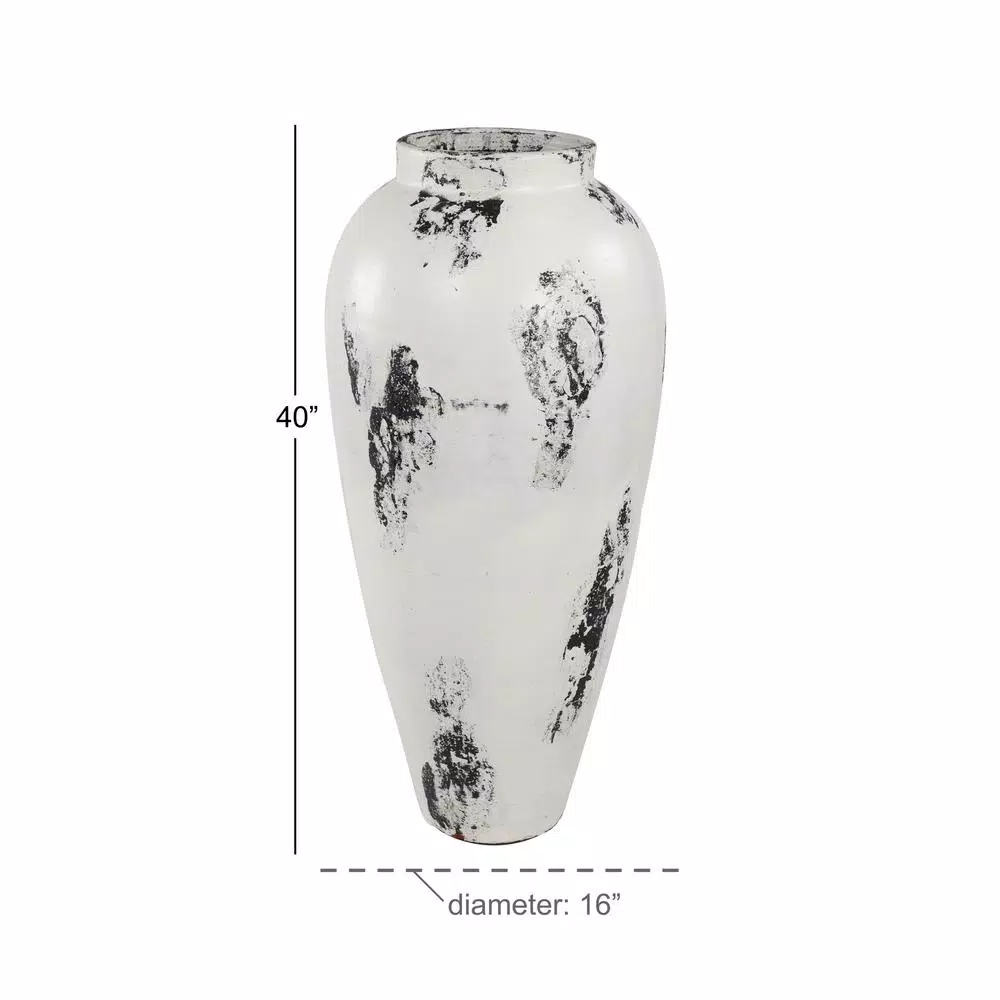 Vases LITTON LANE Black And White Stoneware Floor Decorative Vase With Textured Brushstroke Detail 8 Vases LITTON LANE Black And White Stoneware Floor Decorative Vase With Textured Brushstroke Detail - Image 6