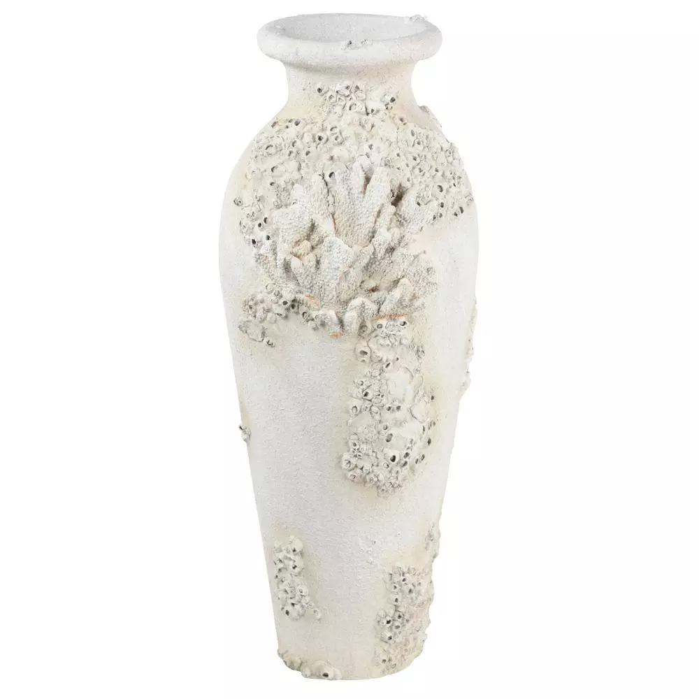Vases LITTON LANE Textural Tall White Large Floor Decorative Vase With Coral Nautical Decor 3 Vases LITTON LANE Textural Tall White Large Floor Decorative Vase With Coral Nautical Decor