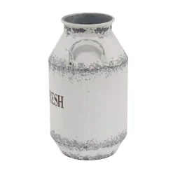 Vases LITTON LANE White Iron Milk Cans With Handles (Set Of 2) -Brita shop white litton lane vases 98475 44 1000