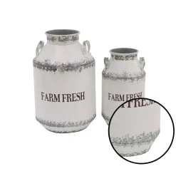 Vases LITTON LANE White Iron Milk Cans With Handles (Set Of 2) -Brita shop white litton lane vases 98475 4f 1000