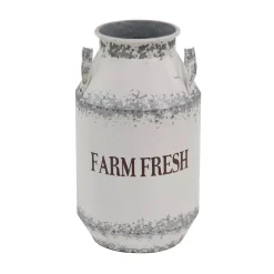Vases LITTON LANE White Iron Milk Cans With Handles (Set Of 2) -Brita shop white litton lane vases 98475 76 1000