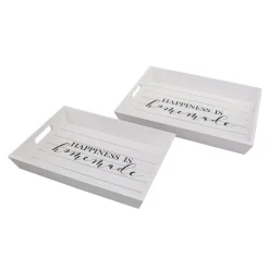 Decorative Trays Stonebriar Collection White Wooden Trays (Set Of 2)