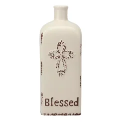 Vases Stonebriar Collection Farmhouse Worn White Ceramic Decorative Vase