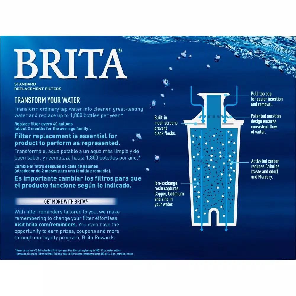 Water Filter Pitchers Brita Replacement Water Filter Cartridge For Water Pitcher And Dispensers (3-Pack), BPA Free 8 Water Filter Pitchers Brita Replacement Water Filter Cartridge For Water Pitcher And Dispensers (3-Pack), BPA Free - Image 6