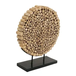 Sculptures LITTON LANE Round Teak Wood Stump Sculpture -Brita shop wood litton lane sculptures 38421 e1 1000